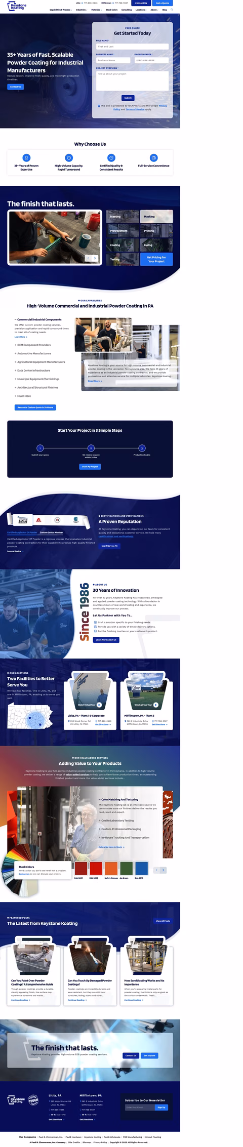 Keystone-Koating Homepage 1440px