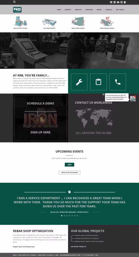 Krb-Machinery Homepage 1440px