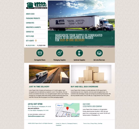 Lesco-Paper-Box-Company Homepage 1440px