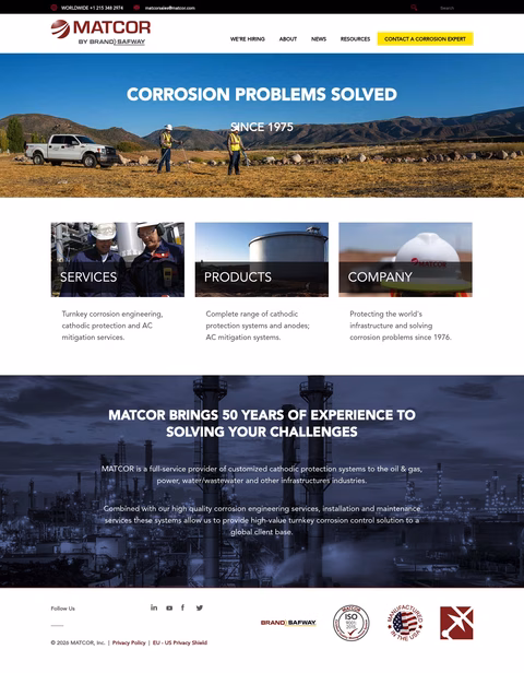 Matcor Homepage 1440px