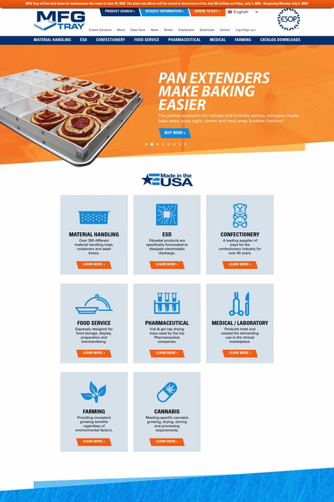 Molded-Fiber-Glass-Tray-Company Homepage 1440px