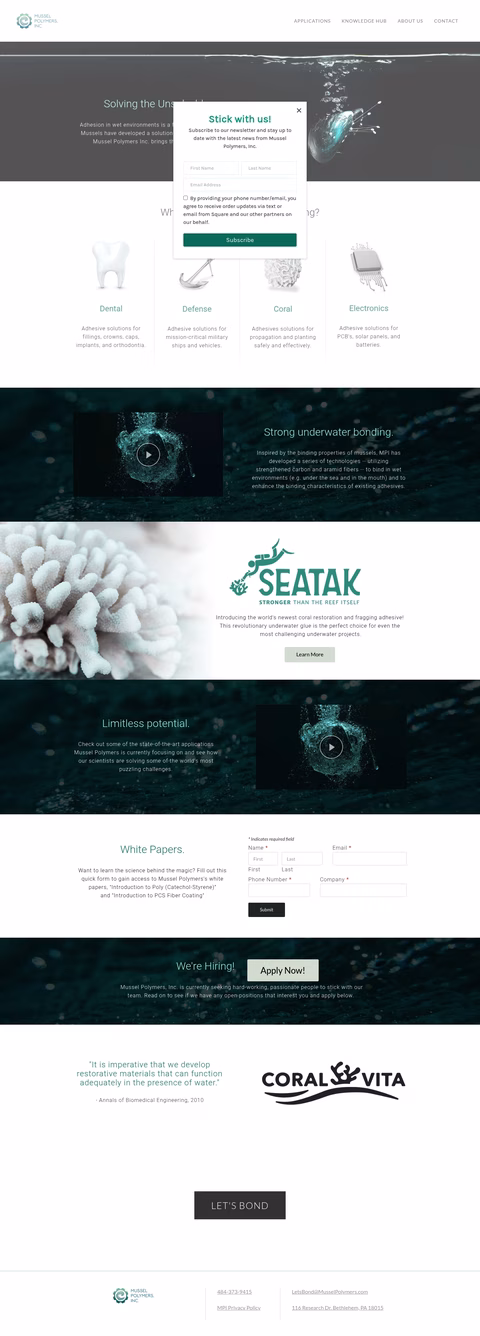 Mussel-Polymers Homepage 1440px