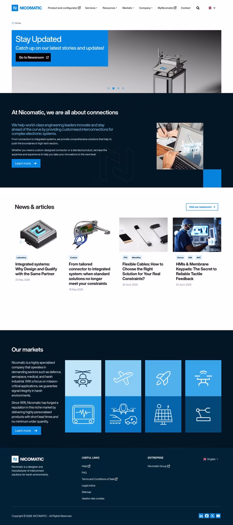Nicomatic Homepage 1440px