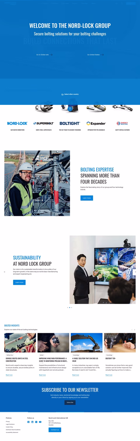 Nord-Lock-Group Homepage 1440px
