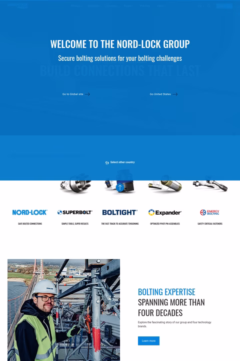 Nord-Lock-Group Homepage 1440px