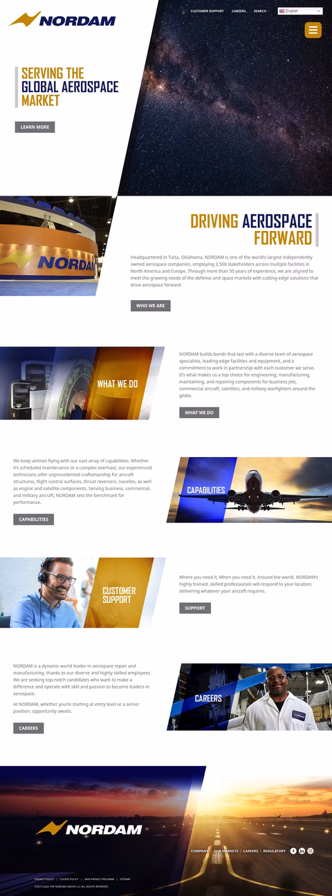 Nordam-Group Homepage 1440px