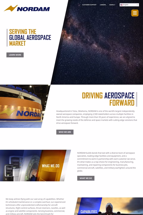 Nordam-Group Homepage 1440px