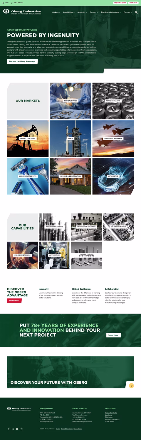 Oberg-Industries Homepage 1440px