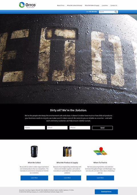 Oil-Re-Refining-Company Homepage 1440px
