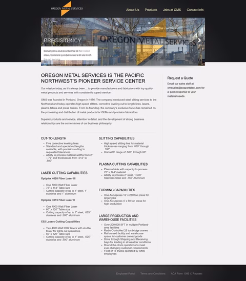 Oregon-Metal-Services Homepage 1440px