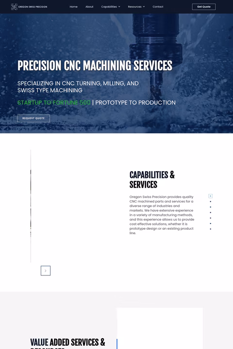 Oregon-Swiss-Precision Homepage 1440px