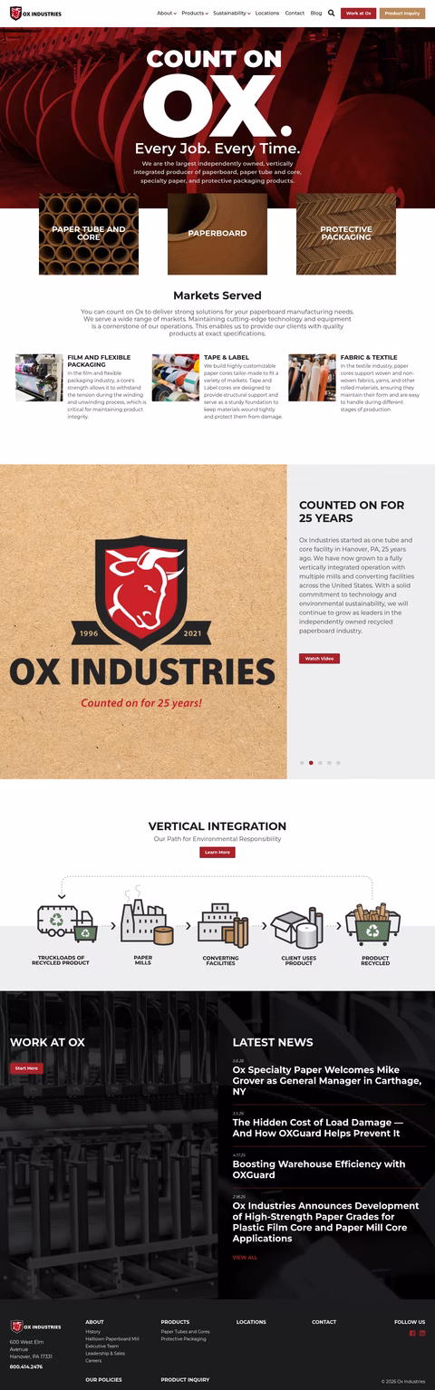 Ox-Industries Homepage 1440px