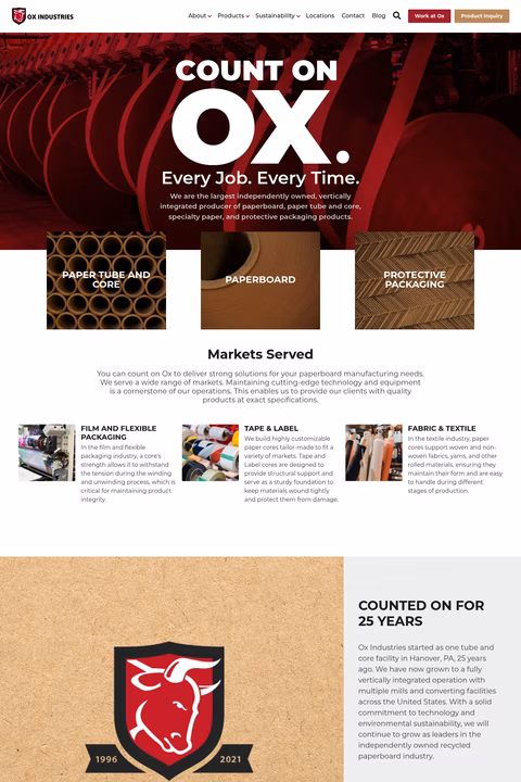 Ox-Industries Homepage 1440px