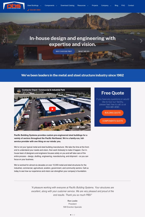 Pacific-Building-Systems Homepage 1440px