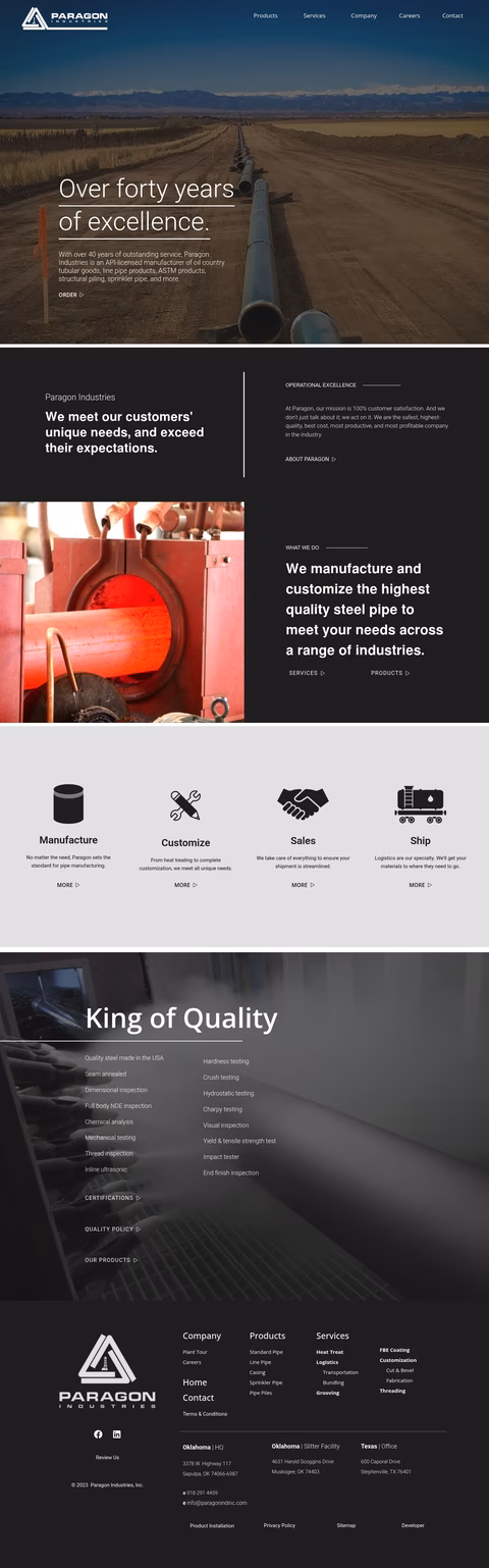 Paragon-Industries Homepage 1440px