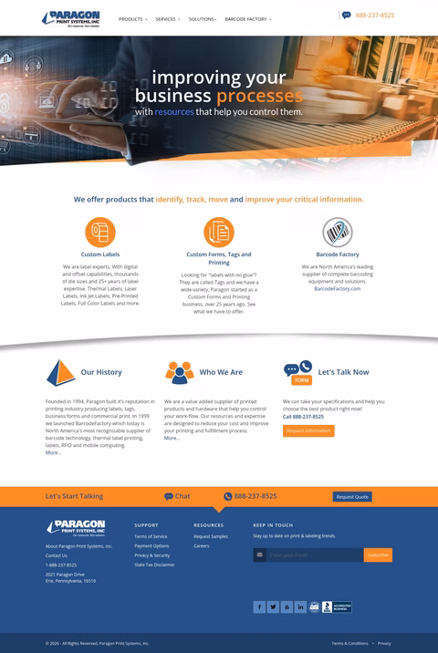 Paragon-Print-Systems Homepage 1440px