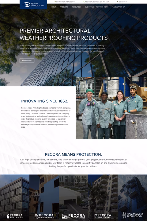 Pecora-Corporation Homepage 1440px