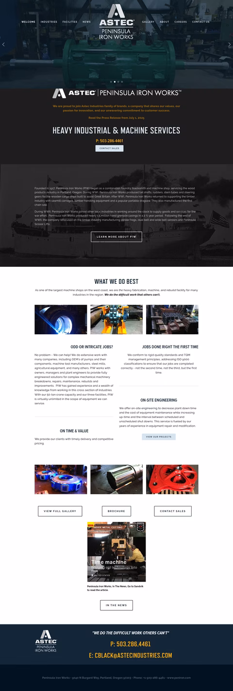 Peninsula-Iron-Works Homepage 1440px