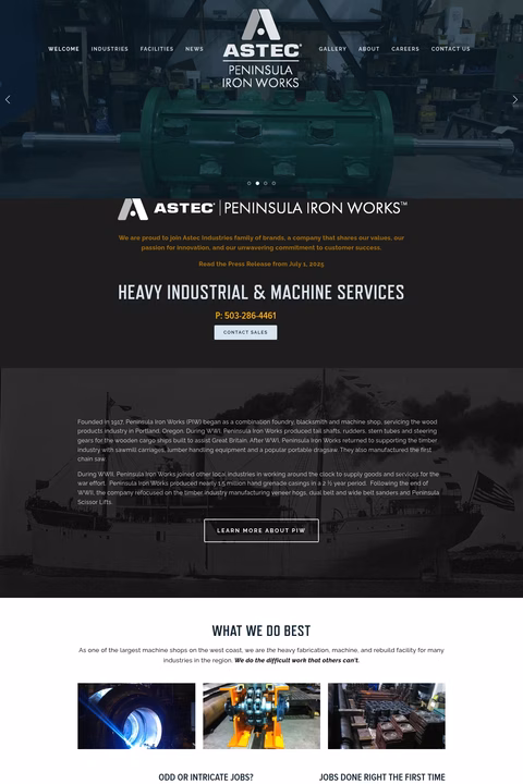 Peninsula-Iron-Works Homepage 1440px