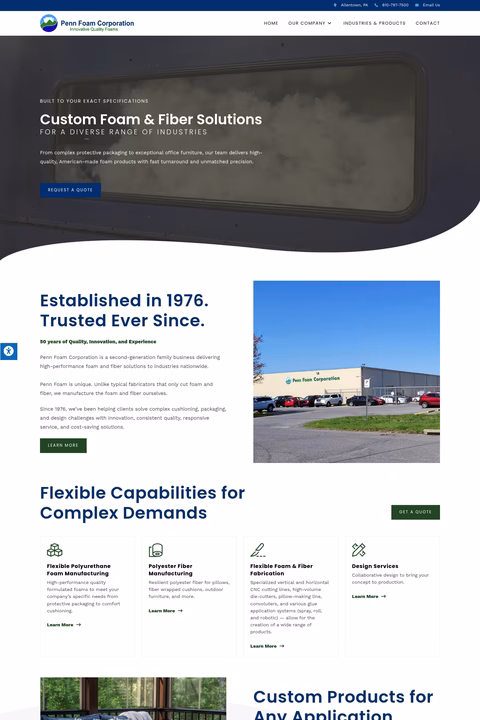 Penn-Foam-Corporation Homepage 1440px