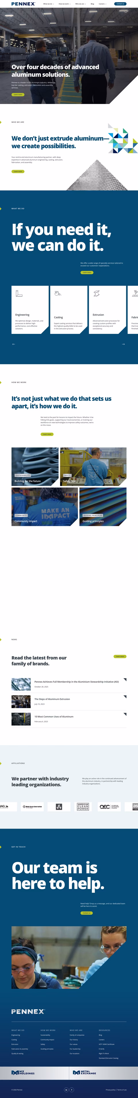 Pennex-Aluminum Homepage 1440px