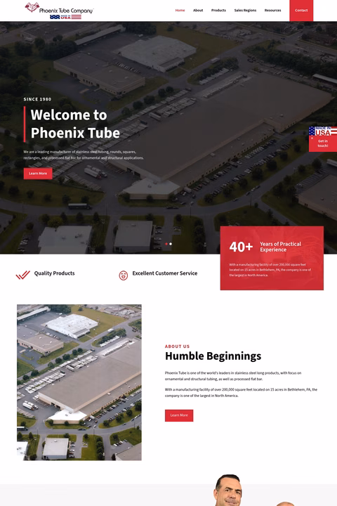 Phoenix-Tube-Company Homepage 1440px