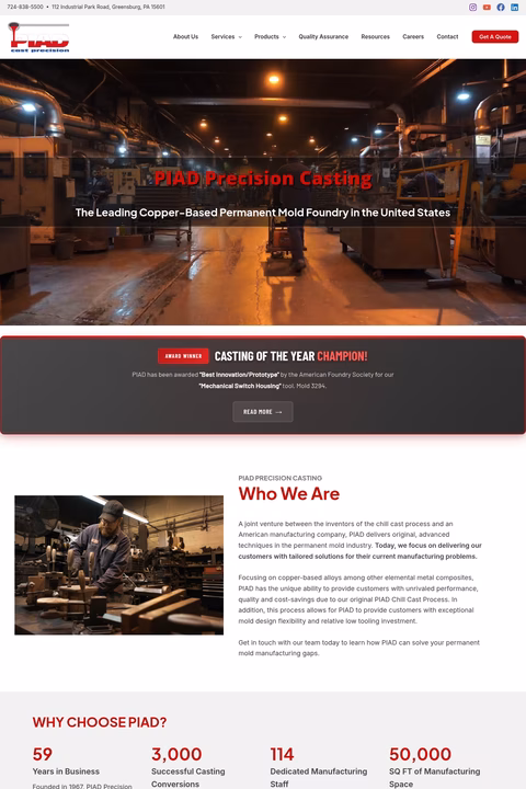 Piad-Precision-Casting Homepage 1440px