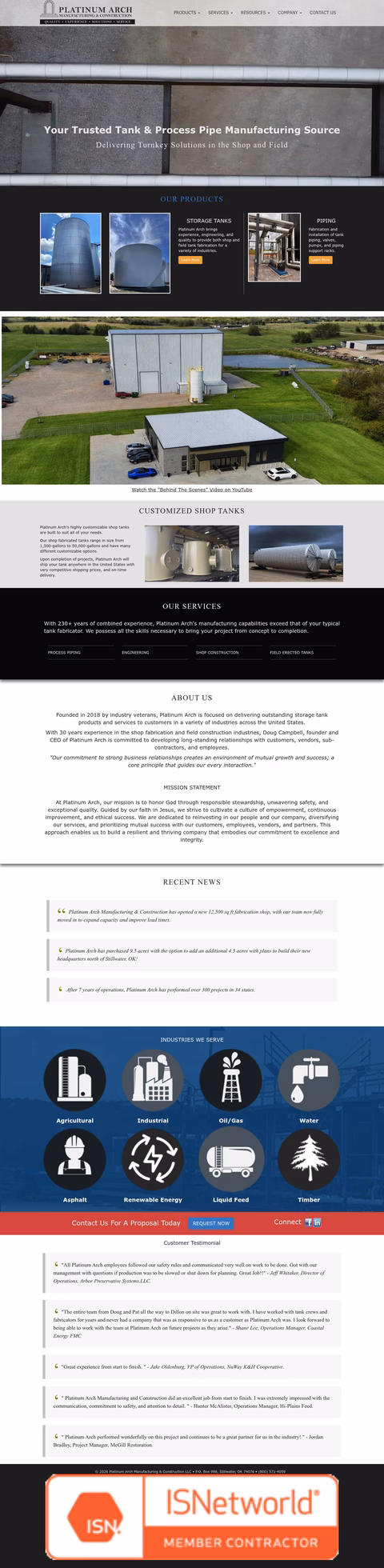 Platinum-Arch-Manufacturing-Construction Homepage 1440px