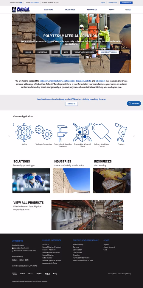 Polytek-Development-Corporation Homepage 1440px