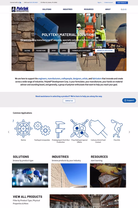 Polytek-Development-Corporation Homepage 1440px