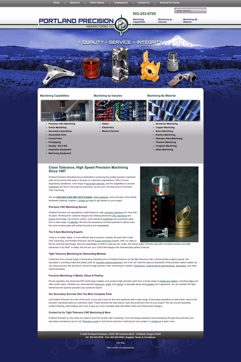 Portland-Precision-Manufacturing Homepage 1440px