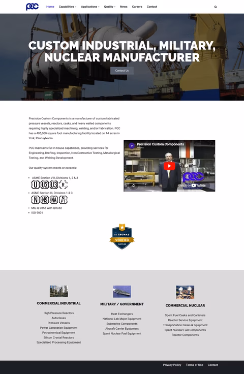 Precision-Custom-Components Homepage 1440px