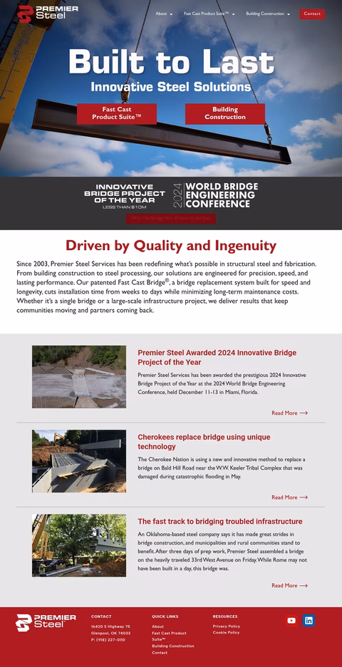 Premier-Steel-Services Homepage 1440px