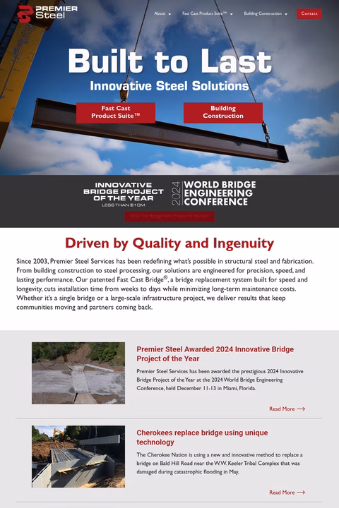 Premier-Steel-Services Homepage 1440px