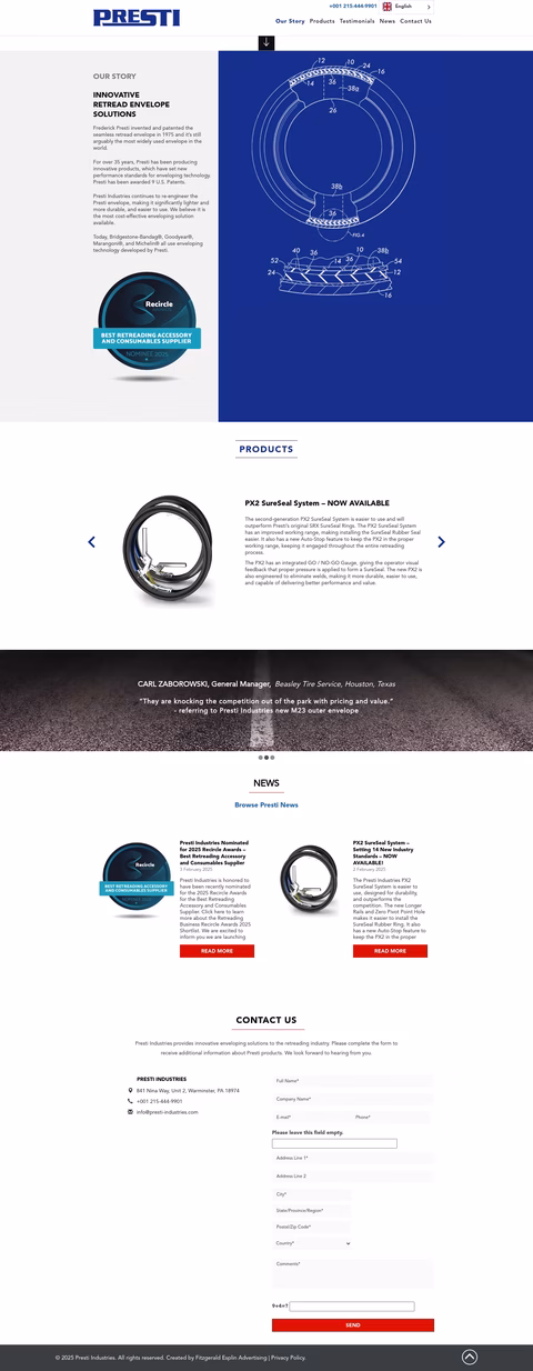 Presti-Industries Homepage 1440px