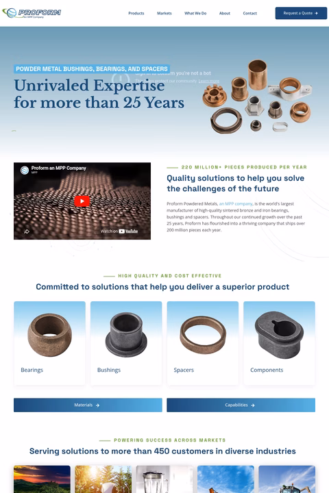 Proform-Powdered-Metals Homepage 1440px