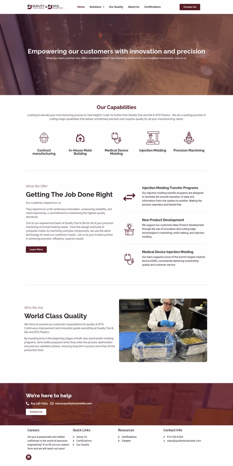 Quality-Tool-Die Homepage 1440px