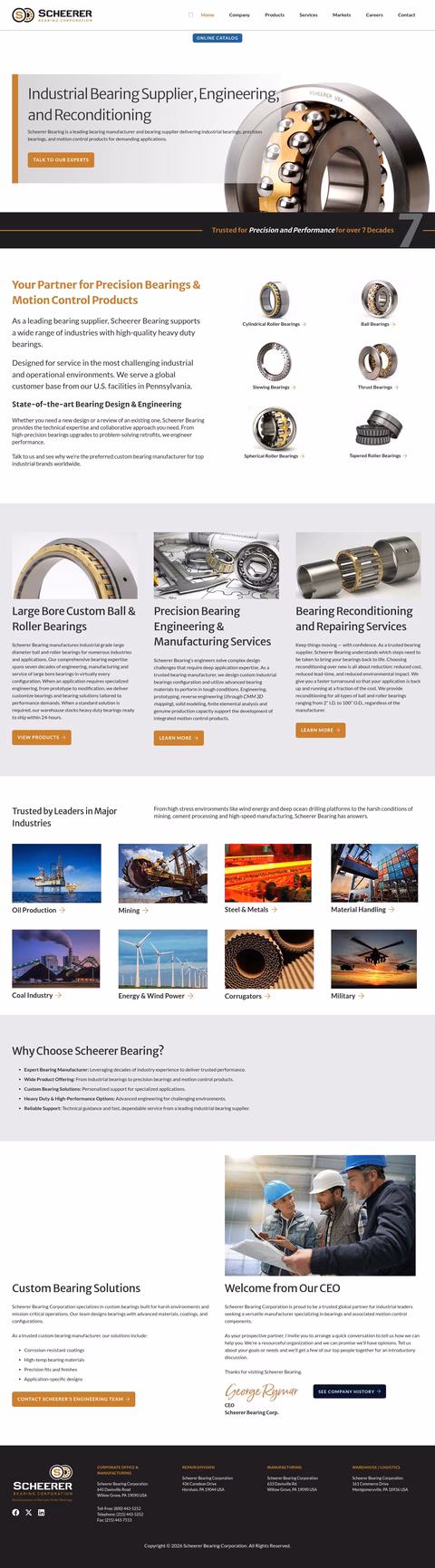 Scheerer-Bearing-Corporation Homepage 1440px