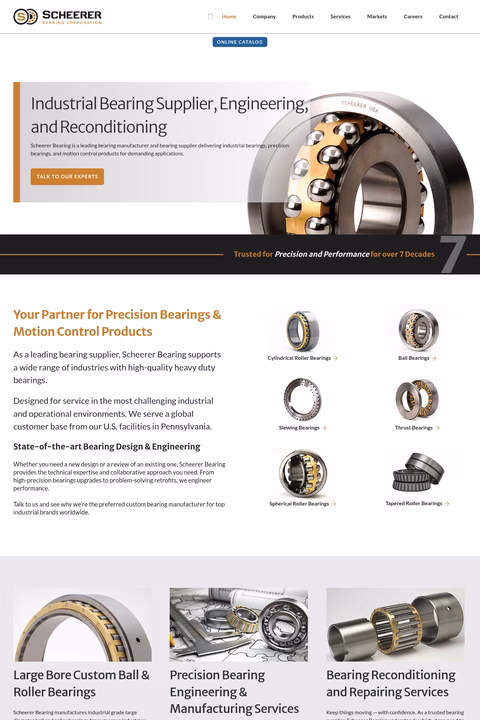 Scheerer-Bearing-Corporation Homepage 1440px