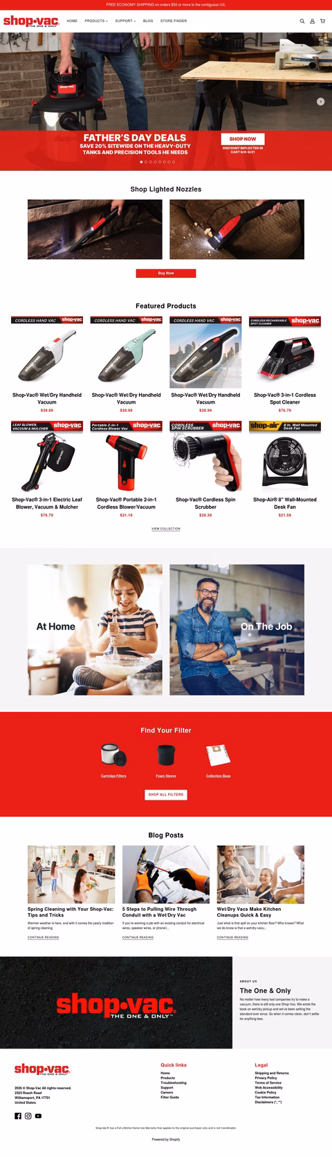 Shop-Vac Homepage 1440px