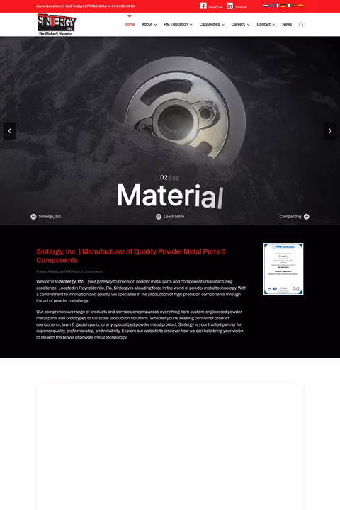 Sintergy Homepage 1440px