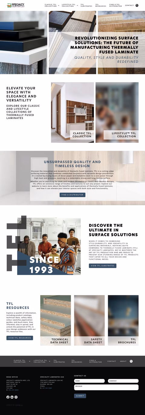 Specialty-Laminates-Usa Homepage 1440px