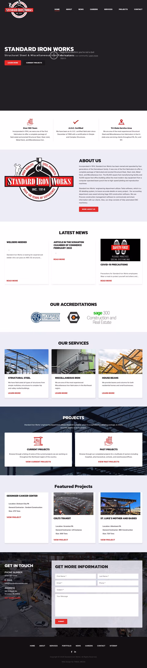 Standard-Iron-Works Homepage 1440px