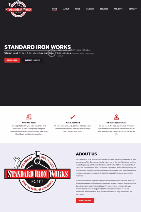Standard-Iron-Works Homepage 1440px