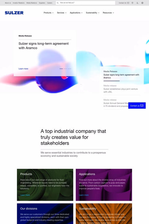 Sulzer Homepage 1440px