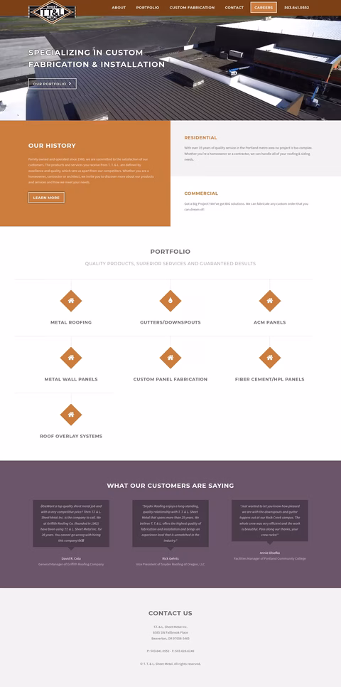 T-T-L-Sheet-Metal-Inc Homepage 1440px