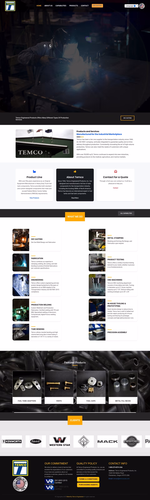 Temco-Metal-Products Homepage 1440px