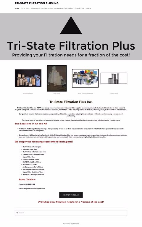 Tri-State-Filtration-Plus Homepage 1440px