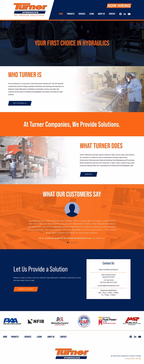 Turner-Hydraulics Homepage 1440px