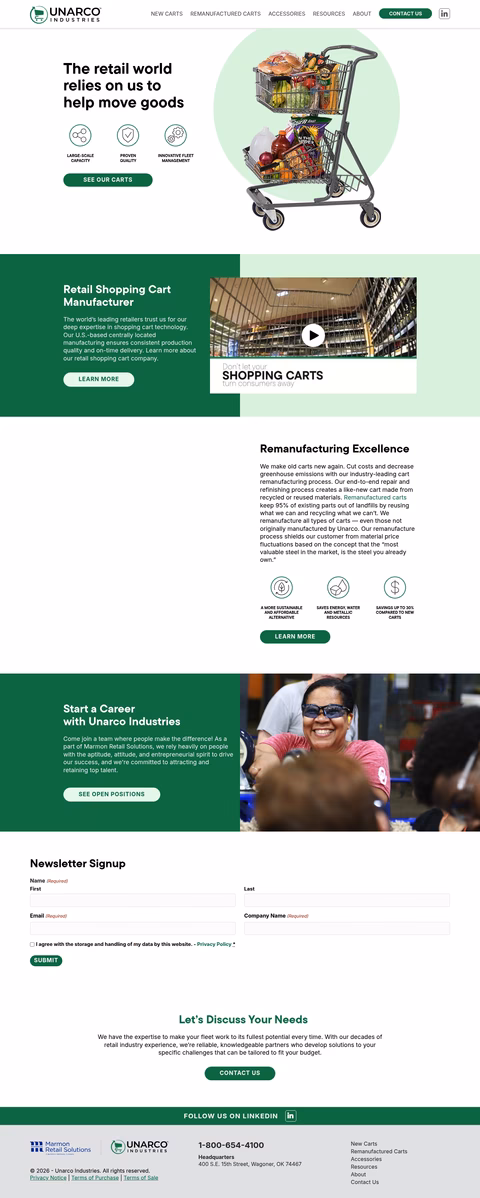 Unarco-Industries Homepage 1440px